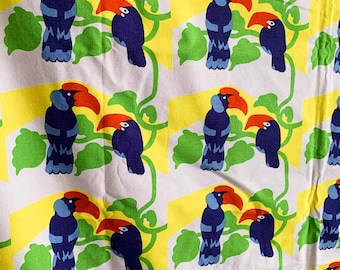 Vintage Marimekko Pepe Duvet Cover & Pillowcase: Tropical Bird Print, Junior Size