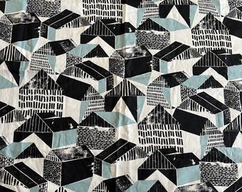 Ikea Rare Fabric Brudslöja by Eva Bellanger, 2016, Curtain Panel, geometrical pattern, houses