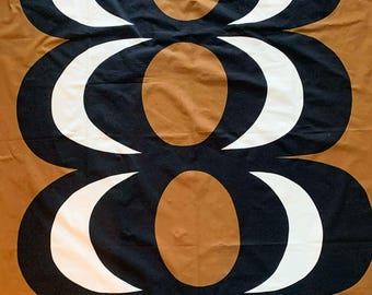 Vintage Marimekko KAIVO Fabric, Curtain Panel: Mid Century Modern, Brown Geometric Print, Scandinavian Decor