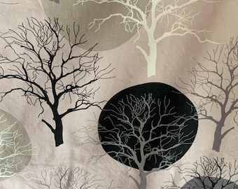 Scandinavian Gray Tree Print Cotton Canvas Fabric – Nature-Inspired Upholstery & Craft Material  55" W x 62.5" L (139x159 cm)