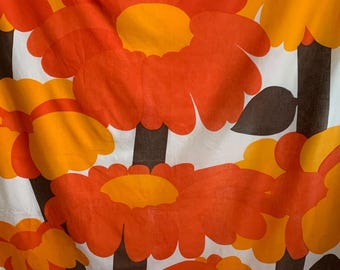Marjatta Metsovaara Zinnia Fabric Panel: 1960s Finnish MCM Cotton