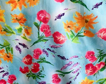 Vintage Lena Linderholm Floral Tablecloth: Swedish Screenprinted Polyester (55x87.4")