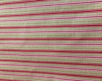 Scandinavian Cotton Fabric Perfect for Quilting – Striped Red, Pink, and Gray design. Horizontal stripes 86" W x 20.8" L (218x53 cm)