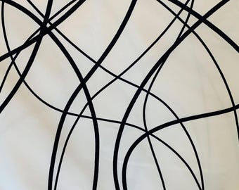 Barbro Wessländer Cotton Fabric: Scandinavian Modern Navy Swirls - Lian for Åhléns