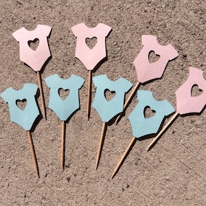 Gender Reveal Baby Shower Cupcake Toppers