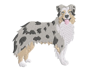 Diseño de bordado de pastor australiano / Archivo de bordado a máquina de perro australiano / Bordado de perro pastor / Descarga instantánea / 5 tamaños