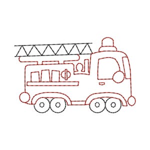 Firetruck Outline Embroidery Monogram File, 5 Sizes, Digital Embroidery Machine File, Kids Embroidery, Firetruck Design, Firetruck Motif