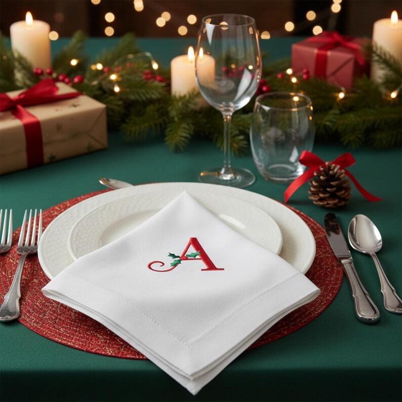 Holly Monogram Christmas Embroidery Font | 2 Styles | Holiday Embroidery Machine File | Script Lettering Design | Digital Download image 5