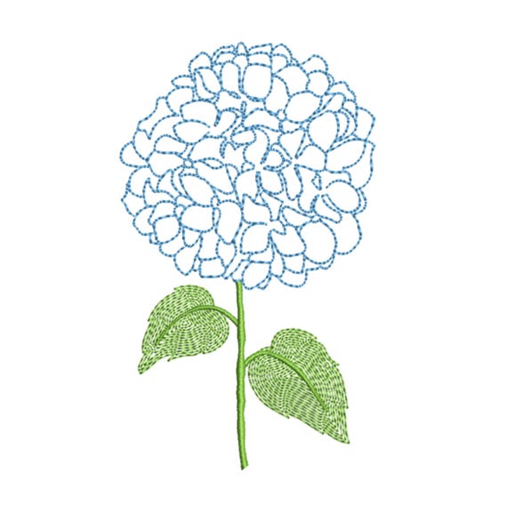 Hydrangea Embroidery Design | Floral Line Art Machine Embroidery Files | Botanical Flower | 4 Sizes | Instant Digital Download