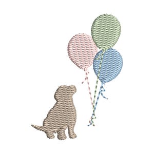 Birthday Puppy Embroidery Monogram File, 5 Sizes, Digital Embroidery Machine File, Kids Animal Embroidery, Birthday Design, Dog Embroidery
