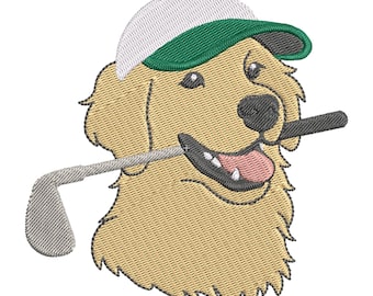Golf Dog Embroidery Design | Kids Golf Machine Files | Golf Embroidery Files | 7 Sizes | Instant Digital Download