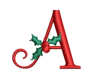 Holly Monogram Christmas Embroidery Font | 2 Styles | Holiday Embroidery Machine File | Script Lettering Design | Digital Download