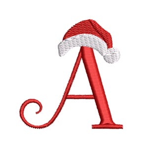 Christmas Embroidery Monogram Font: 2 Styles, Digital Embroidery Machine File, Christmas Holiday Script Lettering Design, Santa Hat Monogram