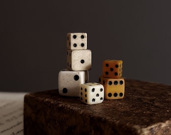 Lot of 6 miniature dice - collection of very small die for curio cabinet or assemblage art supply