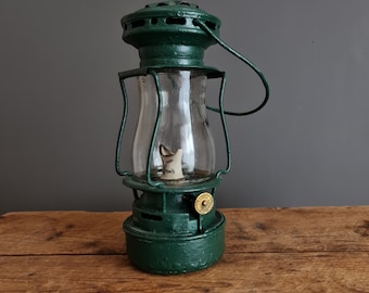 Antique {restored} Dietz Sport Skaters Lantern - small kerosene lamp in forest green - collectors piece