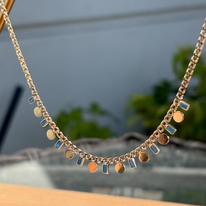 14k gold necklace,Fringe Necklace,vintage necklace, gold necklace,Stacking Necklace,Valentine&#39;s Day Gift Ideas,Romantic Valentine&#39;s Day Gift