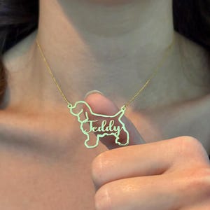 Dog Name Necklace, Personalized Pet Necklace, Dog Memorial Necklace, Custom Dog Silhouette Name Necklace, Dog Memorial Gift For Dog Mom