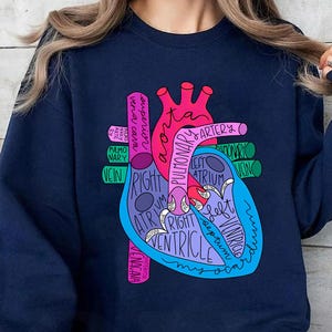 Heart Anatomy Sweatshirt, Cardiac Nursing Gift, Nursing School Shirt, Medical School Student Shirt, Cardiologist Anatomical Heart Shirt
