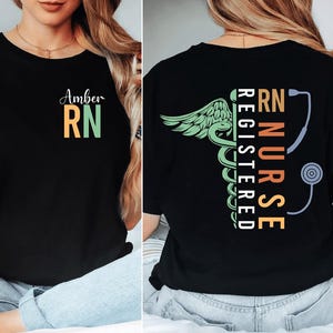 Custom Name Registered Nurse Shirt, Personalized RN Tee, Nurse Graduation Gift, Nursing Student Apparel, Healthcare Worker Customized Gift