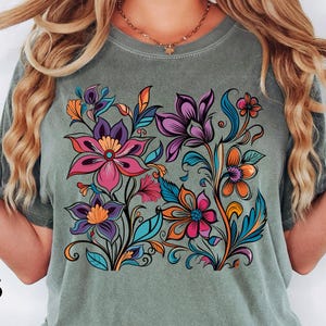 Comfort Colors®Flower Shirt Aesthetic, Floral Graphic Tee, Floral Shirt, Flower Tshirt,Wild Flower Shirt,Wildflower Tshirt,Gift for Gardener
