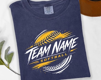 Comfort Colors® Custom Name Softball T-Shirt, Softball Custom Team Shirt, Personalized Team Shirt, Softball Shirt,