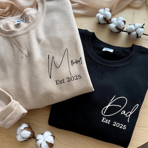 Custom DAD MOM Sweatshirt, Dada Mama Crewneck, Gift for Dad Mom, Newly Dad Mom, Daddy Est Year, New Parents Sweatshirt,Baby Announcement Tee