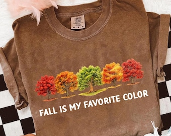 Comfort Colors® Fall Leaves Shirt, Fall Tree Shirt, Autumn Leaf T-Shirt, Womens Fall Shirt, Thanksgiving Gift, Autumn Tree Line Shirt, Fall