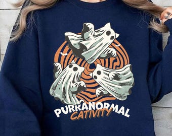 Funny Halloween Cat Sweatshirt, Purranormal Cativity, Black Cat Shirt, Cat Murder Halloween Shirt, Funny Halloween T-Shirt, Black Cats Shirt