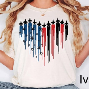 Comfort Colors® Red White Blue Air Force Flyover Men&#39;s T-shirt, Air Force Shirt, Airplane Show Shirt, Independence Day Shirt,4th Of July Tee