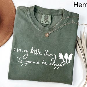 Comfort Colors® Three Little Bird Shirt, Peace Shirt, Reggae TShirt, Song Lyrics Tee, Every Little Thing Gonna Be Alright, Reggae Tee, Birds