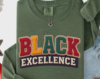 Black Excellence Faux Yarn Crochet Sweatshirt, Black History Month Gift, African American Pride Hoodie, Empowerment Black History Sweater
