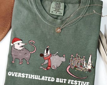 Comfort Colors® Opossum Christmas Shirt, Christmas Opossum Tee, Cute Opossum Shirt, Wild Animals Sweater, Funny Opossum Christmas Sweatshirt