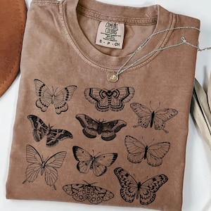 Comfort Colors® Vintage Butterfly and Moth T-Shirt, Cottagecore Aesthetic Shirt, Cottagecore Shirt, Aesthetic Tshirt, Cottage Core Shirt