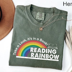 Comfort Colors® Take a Look It's in a Book Shirt, Reading Rainbow Shirt, Book Lover Tee, Funny Bookish Shirt, Librarian Tee, Book Club Shirt
