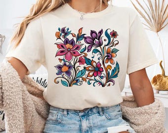 Flower Shirt Aesthetic, Floral Graphic Tee, Floral Shirt, Flower Tshirt, Wild Flower Shirt, Wildflower Tshirt, Gift for Gardener,Flowers Tee