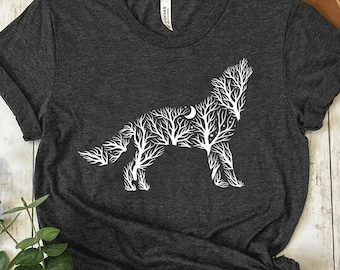 Wolf Shirt, Howling Wolf, Floral Wolf, Wolf Lover Gift, Animal Lover Shirt, Dog Lover Shirt, Wolf Girl, Wolves Gifts, Wildlife Animals Tee