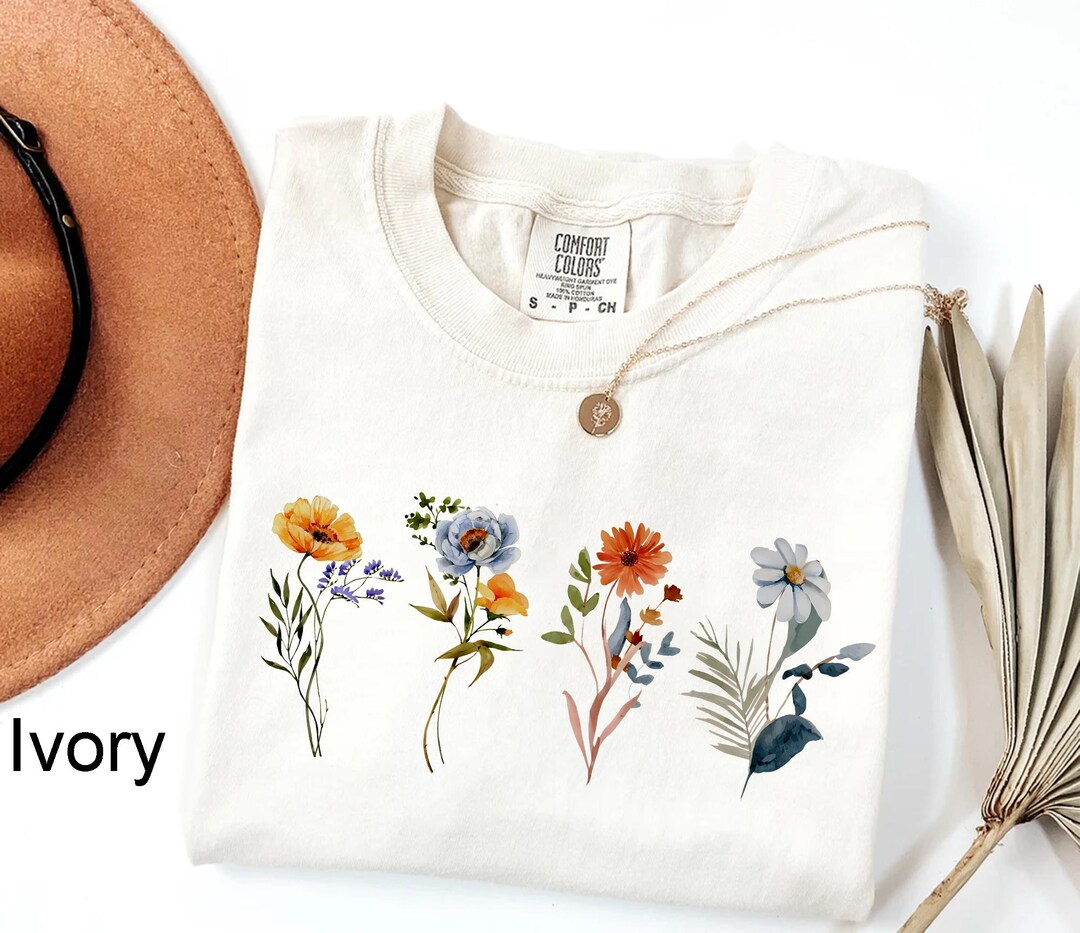 Comfort Colors® Wildflower Shirt, Floral Cottagecore Shirt, Botanical ...