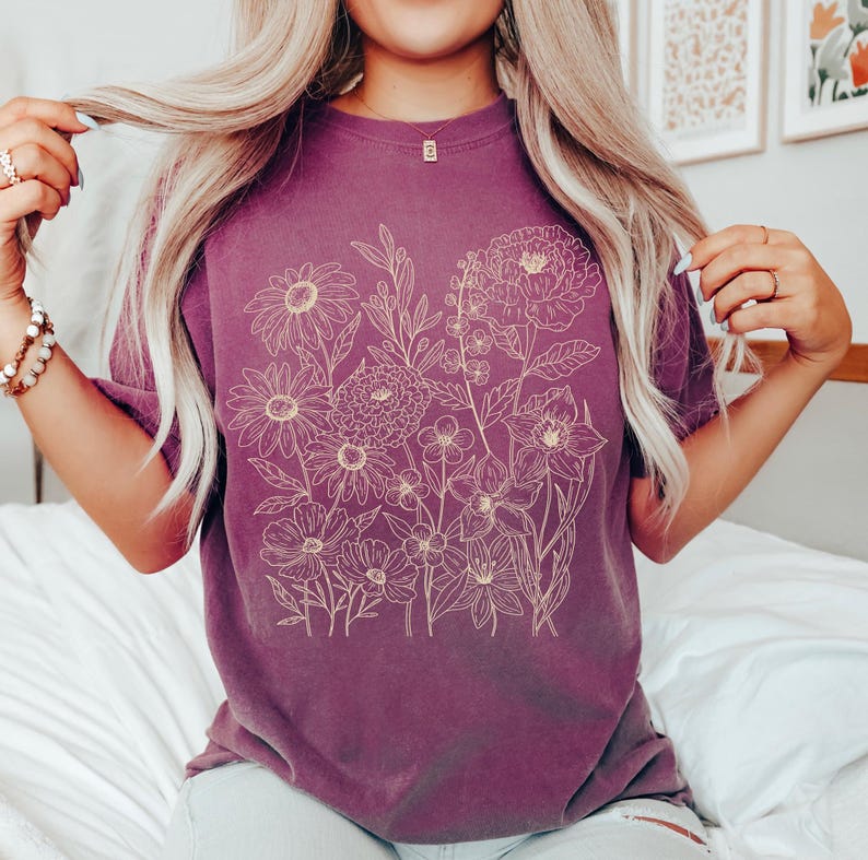 Comfort Colors® Vintage Pressed Flowers Shirt Boho Cottagecore Tshirt ...