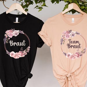 Braut Shirt, Team Braut Shirt, Team Bride Shirt, Bridal Shirt, Bride For JGA Wedding Bride Eucalyptus Wreath Gold, Bachelorette Party Shirts imagem 3