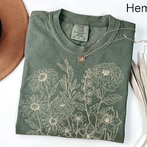 値下げ　vintage flower shirt Comfort Colors® Autumn Flower Shirt, Flower T Shirt, Retro Floral