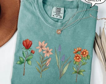 Comfort Colors® Wildflower Tshirt, Wild Flowers Shirt, Floral Tshirt, Flower Shirt, Gift for Women,Best Friend Gift Shirt,Nature Lover Shirt