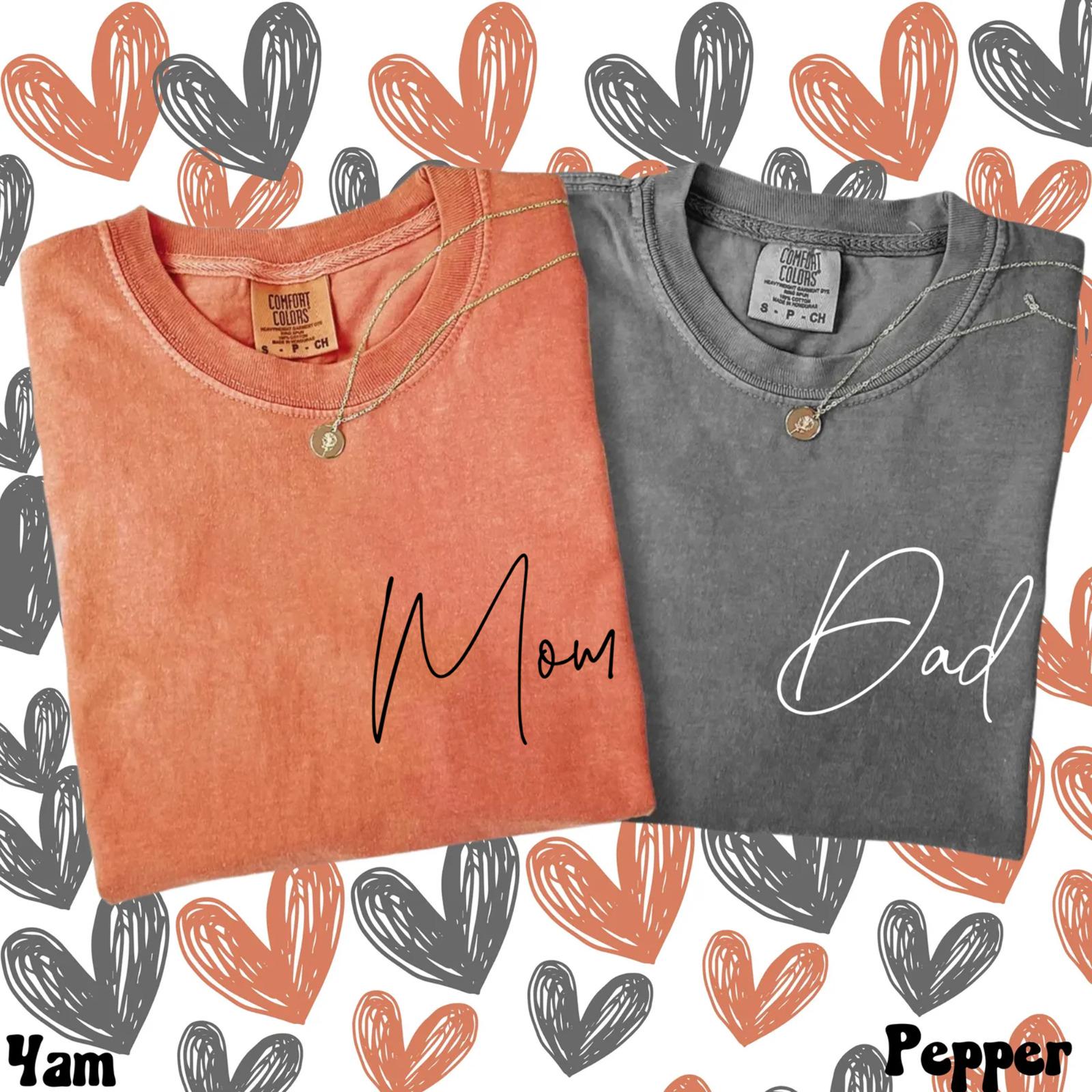 Comfort Colors® Mom and Dad Shirts, Mom and Dad Tees, Mom Dad Pocket Tee, Cute Mom Dad Shirts, Pregnancy Reveal Tees, Matching Tees Shirts