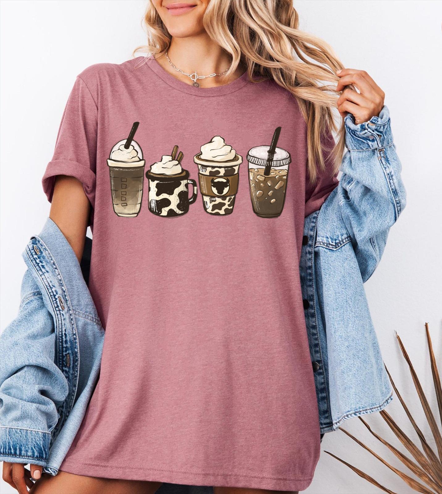 Cow Coffee Mug Shirt, Coffee Cup Shirt, But First Coffee, Coffee Latte Lover Gift, Iced Coffee Shirt, Womens Crewneck, Cute Coffee Tee Shirt