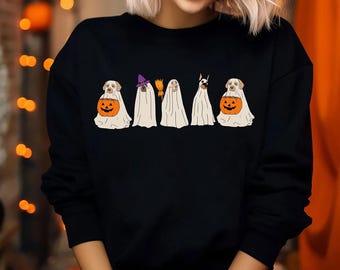 Halloween Ghost Dog Sweatshirt, Halloween Sweater, Ghost Shirt, Halloween Dog Shirt, Ghost Dog Shirt, Halloween Crewneck, Spooky Season Tee