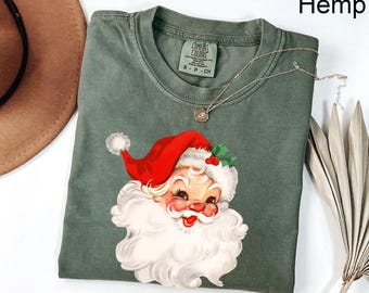 Comfort Colors® Christmas Santa Shirt, Retro Santa Shirt, Gift For Christmas, Retro Christmas Shirts, Christmas Shirt For Women, Santa Shirt