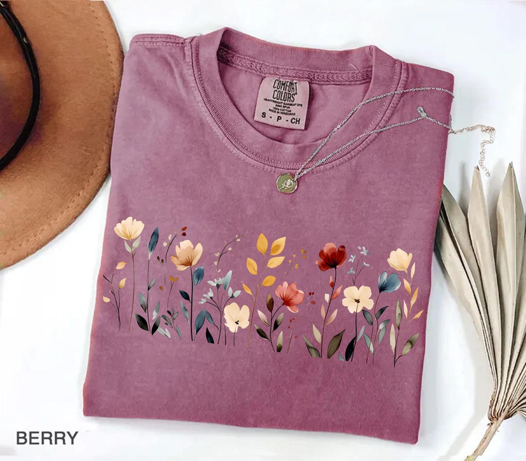 Comfort Colors® Wildflower Shirt, Floral Cottagecore Shirt, Botanical ...