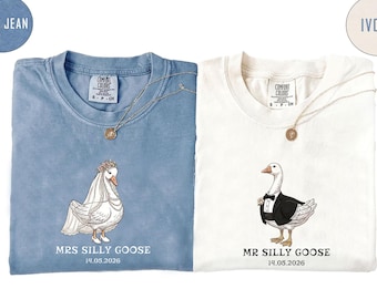 Comfort Colors® Mrs. and Mr. Silly Goose Shirt, Newlyweds Tee, Honeymooning Tshirt, Matching Married Couple Tee, Cute Couple Anniversary Tee