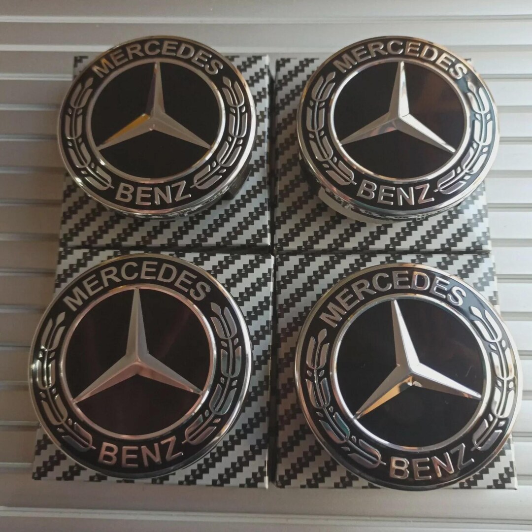 Genuine Mercedes Black Alloy Wheel Centre Hub Caps 75mm A B C E S M ...