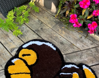 Handmade Bape-Inspired Plush Rug: Streetwear Decor (26” x 15”)