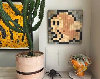 Handcrafted Wood and Epoxy 8-bit Pixel Art Cheep Cheep (Fish), Super Mario Bros Retro Wall Decor, Gamer Wall Art